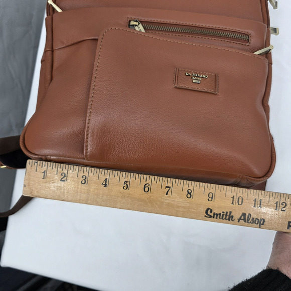 Da Milano Italia Leather Backpack 14x11x5 Tan Cognac Laptop Luggage Sleeve NWT main image 15